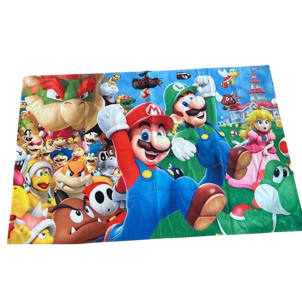 Super Mario Bros Towel Blanket Backdrop Banner 4' 11" x  3' 3" Luigi Peach Mario
